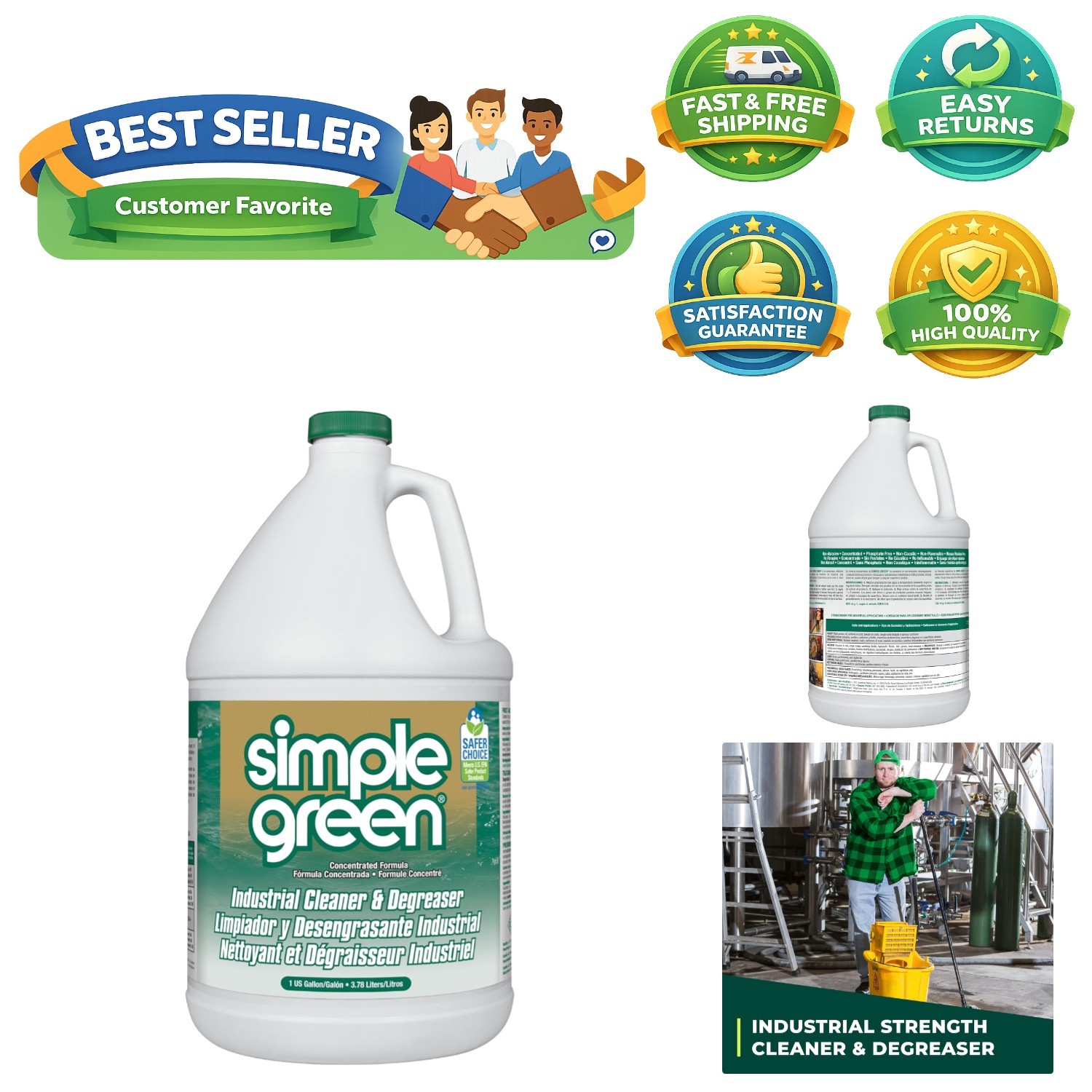 Biodegradable Industrial Cleaner & Degreaser 128 Oz – Non-Toxic Solution