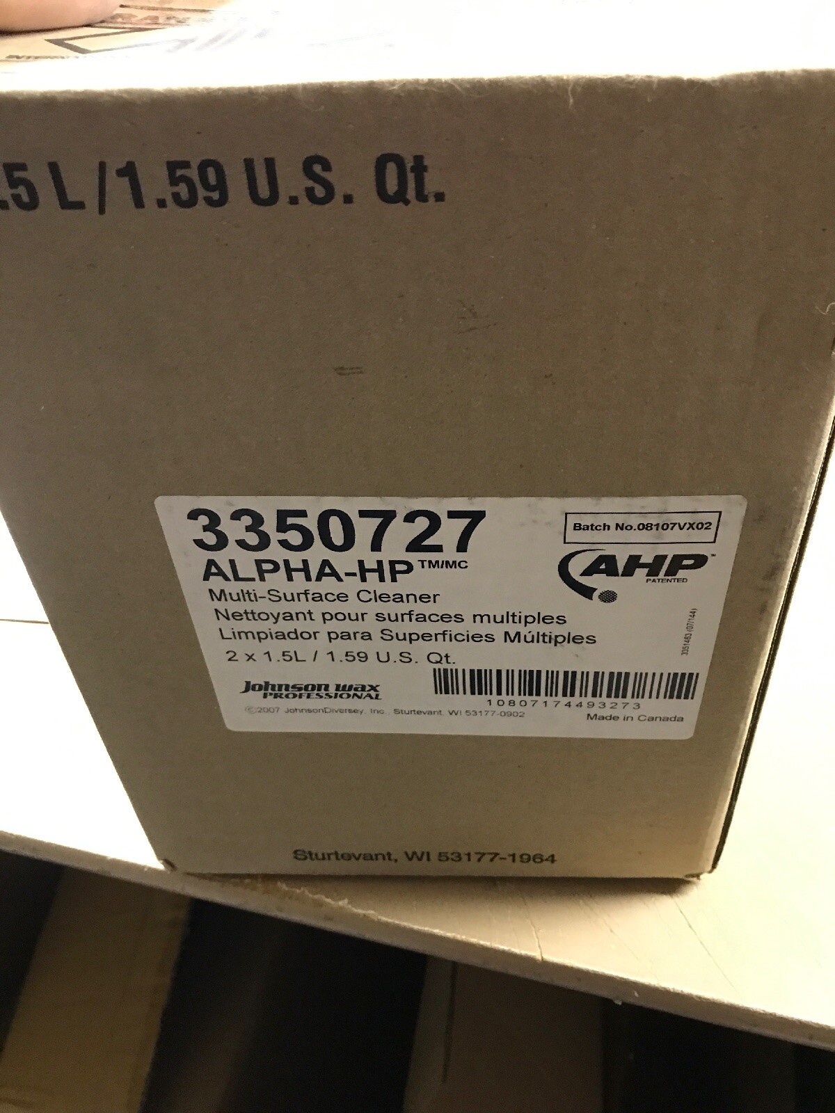 Lot Of 2 Diversey Alpha-HP Multi Surface Cleaner 3350727 1.5L Each RTD System