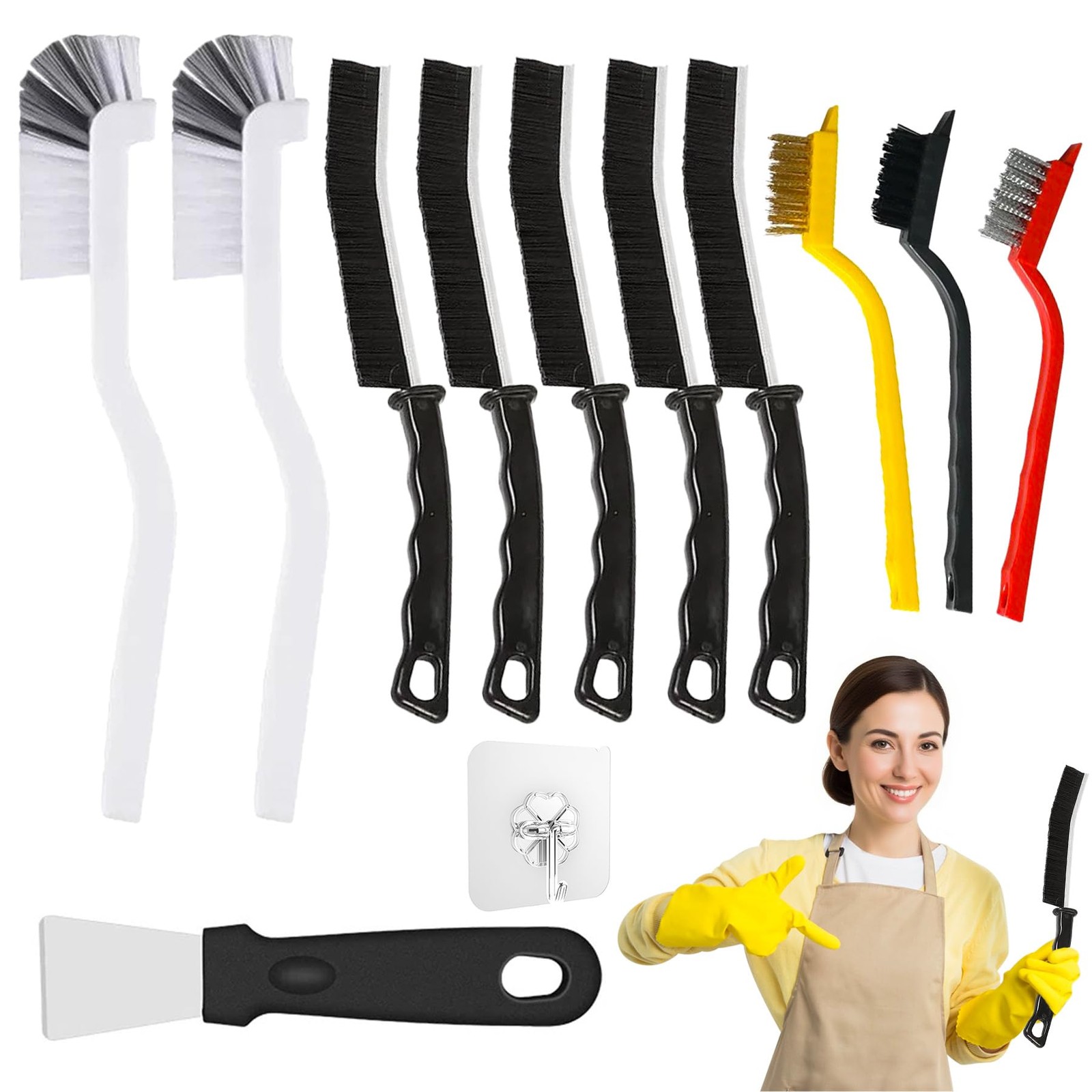 OPUHOHR 12 Pcs Crevice Cleaning Brush Set, Multi Purpose Gap Cleaning Scrub B…