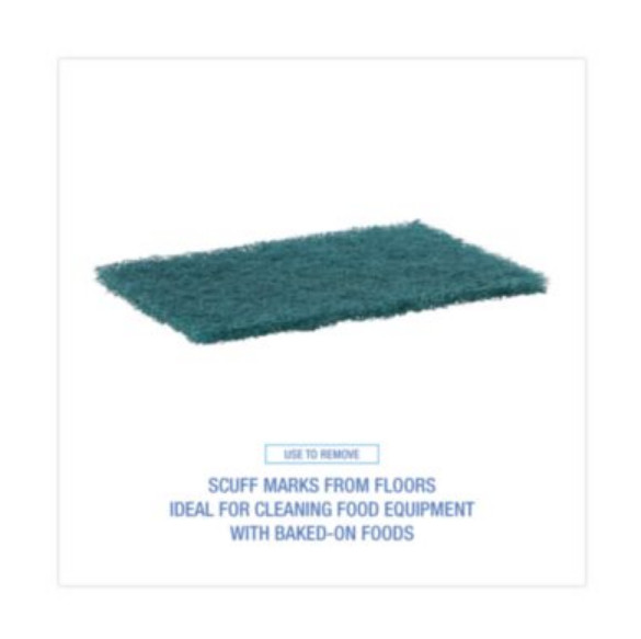 Boardwalk BWK186 Heavy-Duty Scouring Pad, 6 x 9, Green, 15/Carton