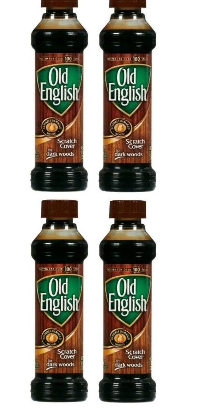 Set of Four (4) Old English 8 Ounce Dark Wood Furniture Polish and Scratch Cover