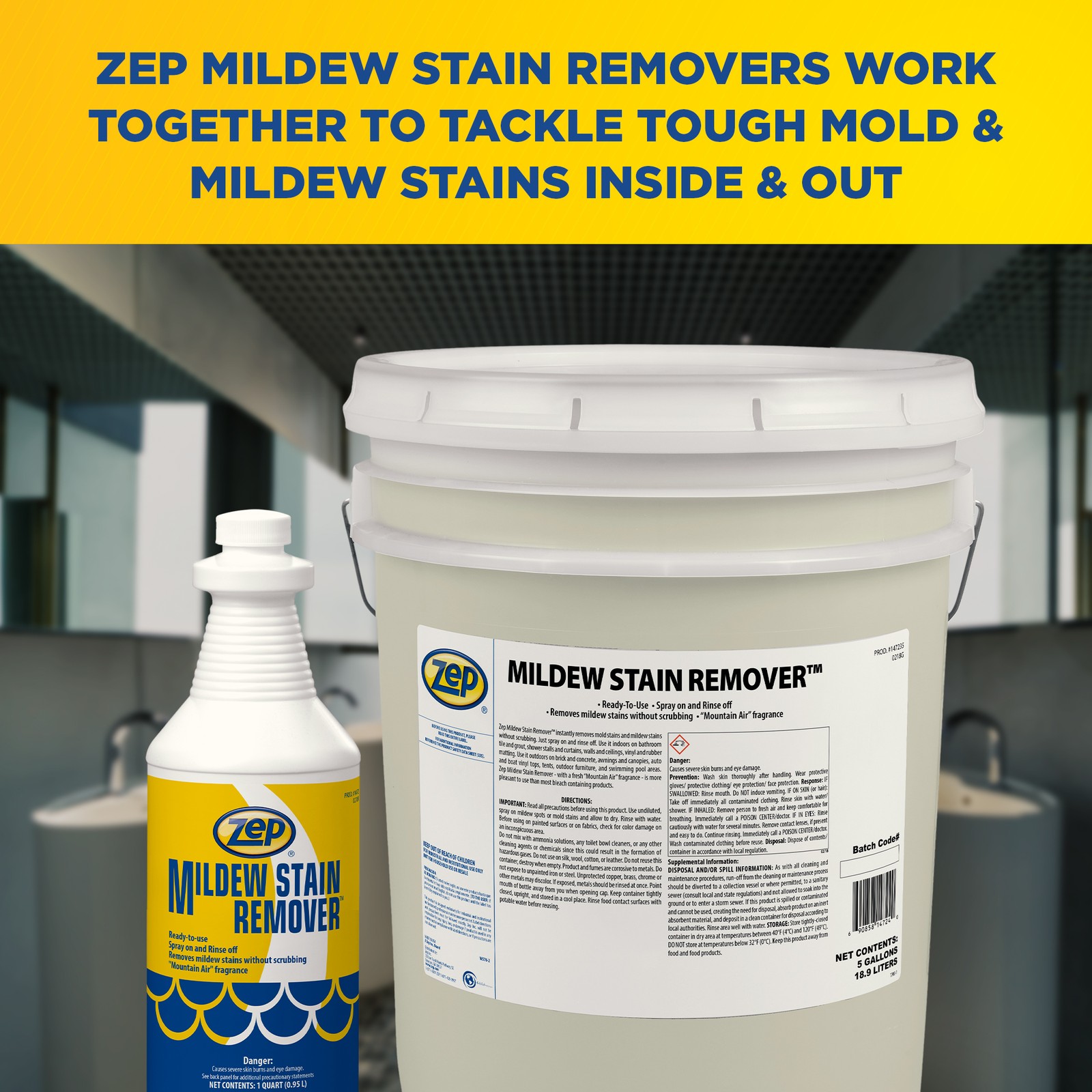 Zep Mildew Stain Remover 1 Quart 147201 (Case of 12) Fresh Scent-This Product is