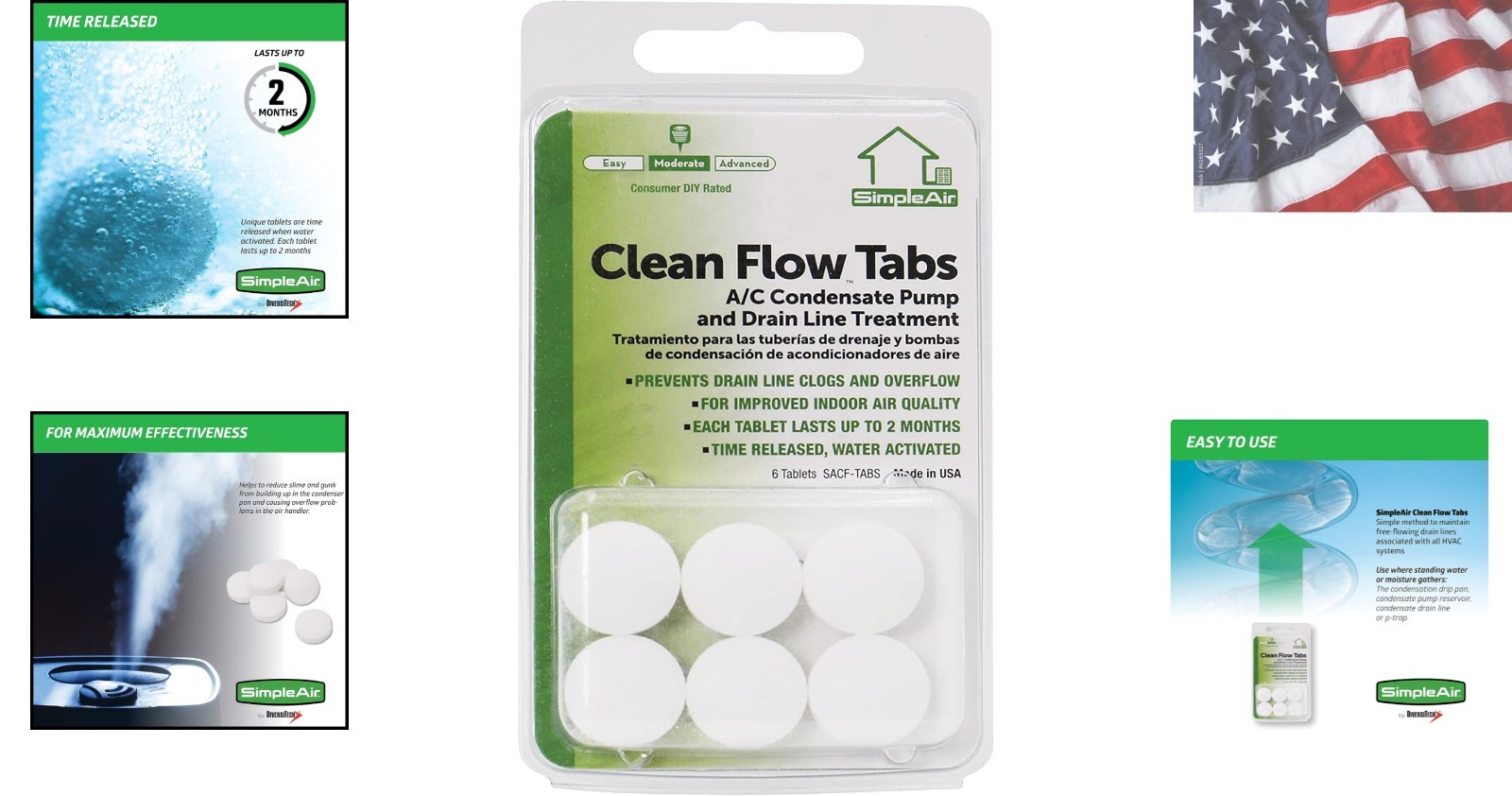 SACF Drain Line Clean Flow Tabs, for AC Units, HVAC Systems, Dehumidifiers, C…