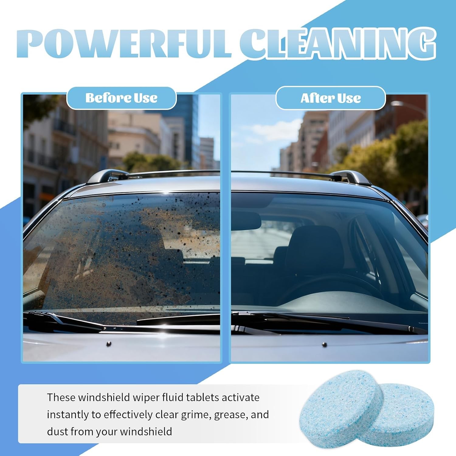 50PCS Car Windshield Washer Tablets Concentrated Effervescent Fluid Universal
