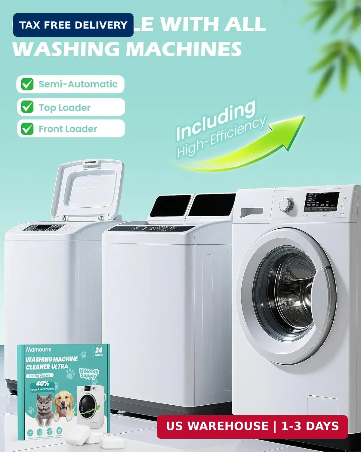 Uproot Clean Washing Machine Cleaner Tablets – 24 Pack for a 12 Month Supply. Fo