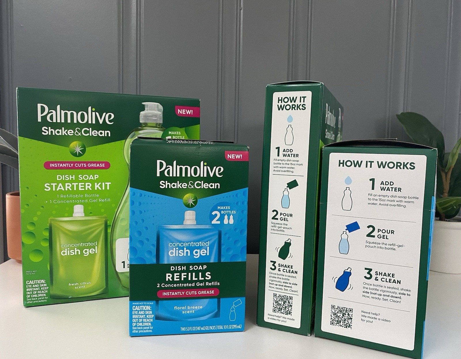 Palmolive Shake & Clean Dish Soap Starter Kit Concentrate Refill LotOf4 NEW