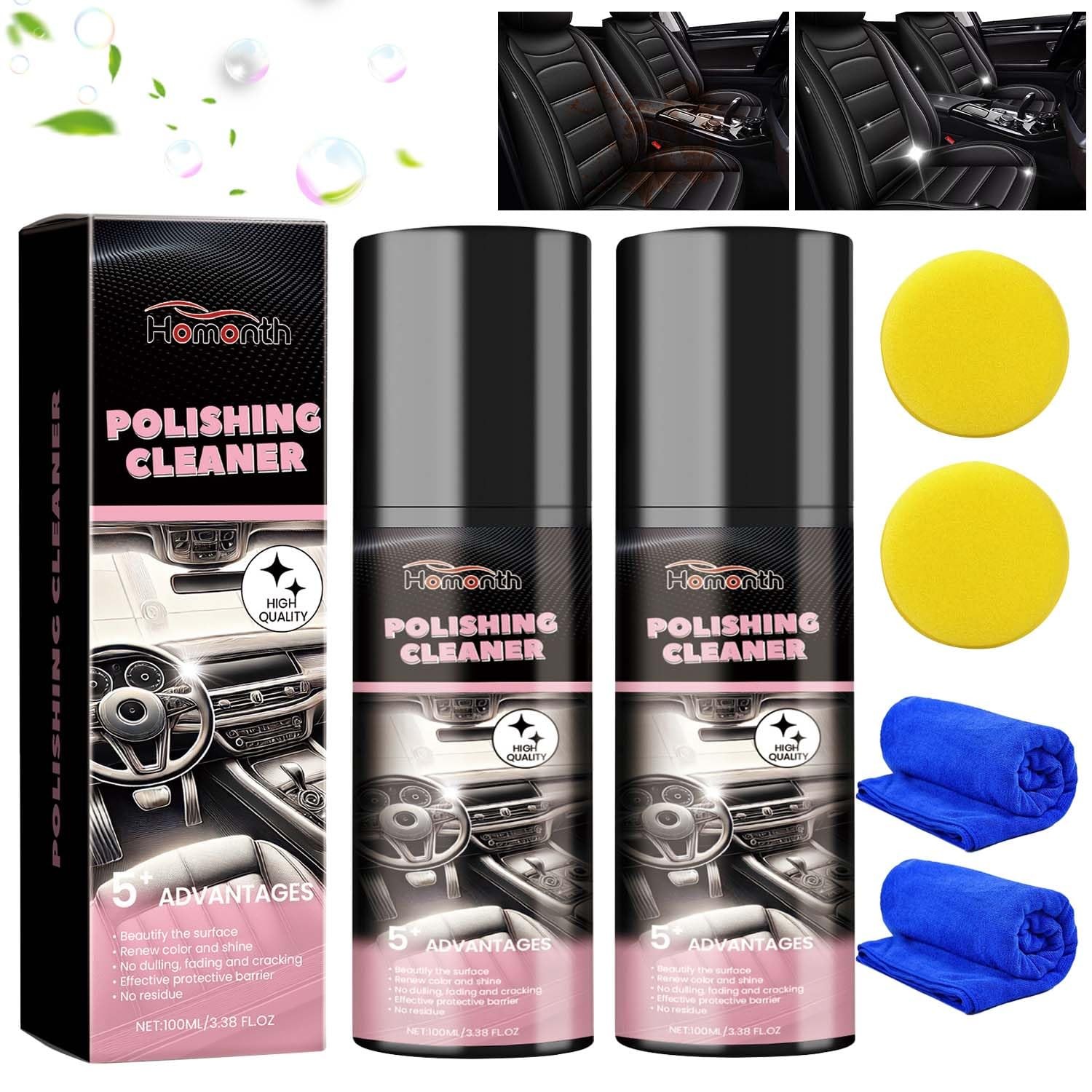 Car Interior Cleaner & Polish, All Purpose Interior Detailer Spray, 2 Packs of