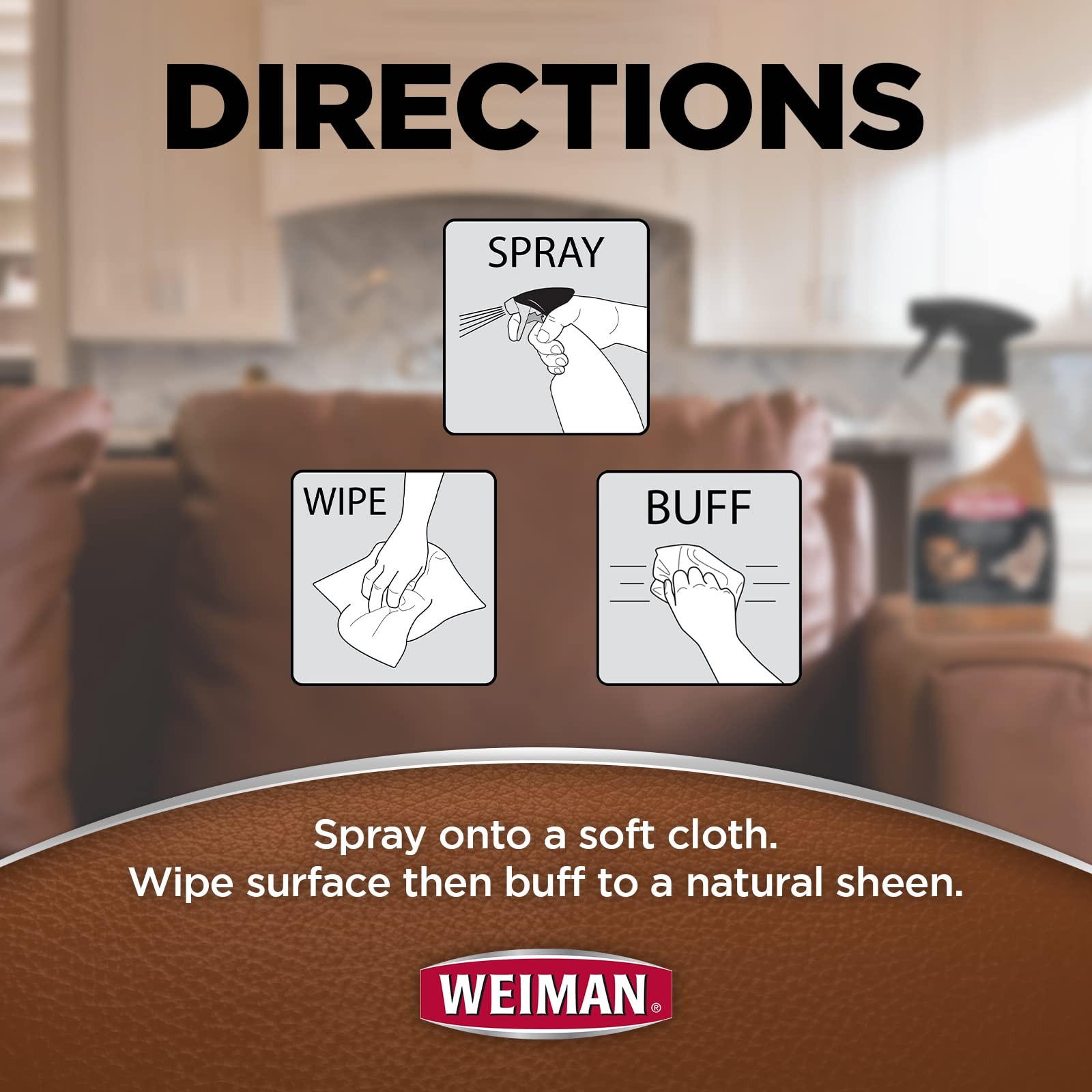 Weiman Leather Cleaner and Conditioner for Furniture – Cleans Conditions and Res