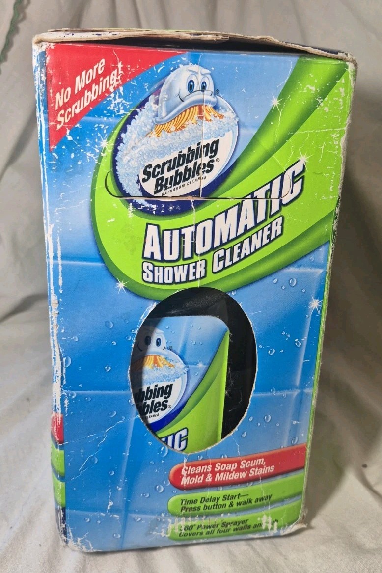 New Scrubbing Bubbles Automatic Shower Cleaner Kit 2 Cleaning Solutions Box Worn