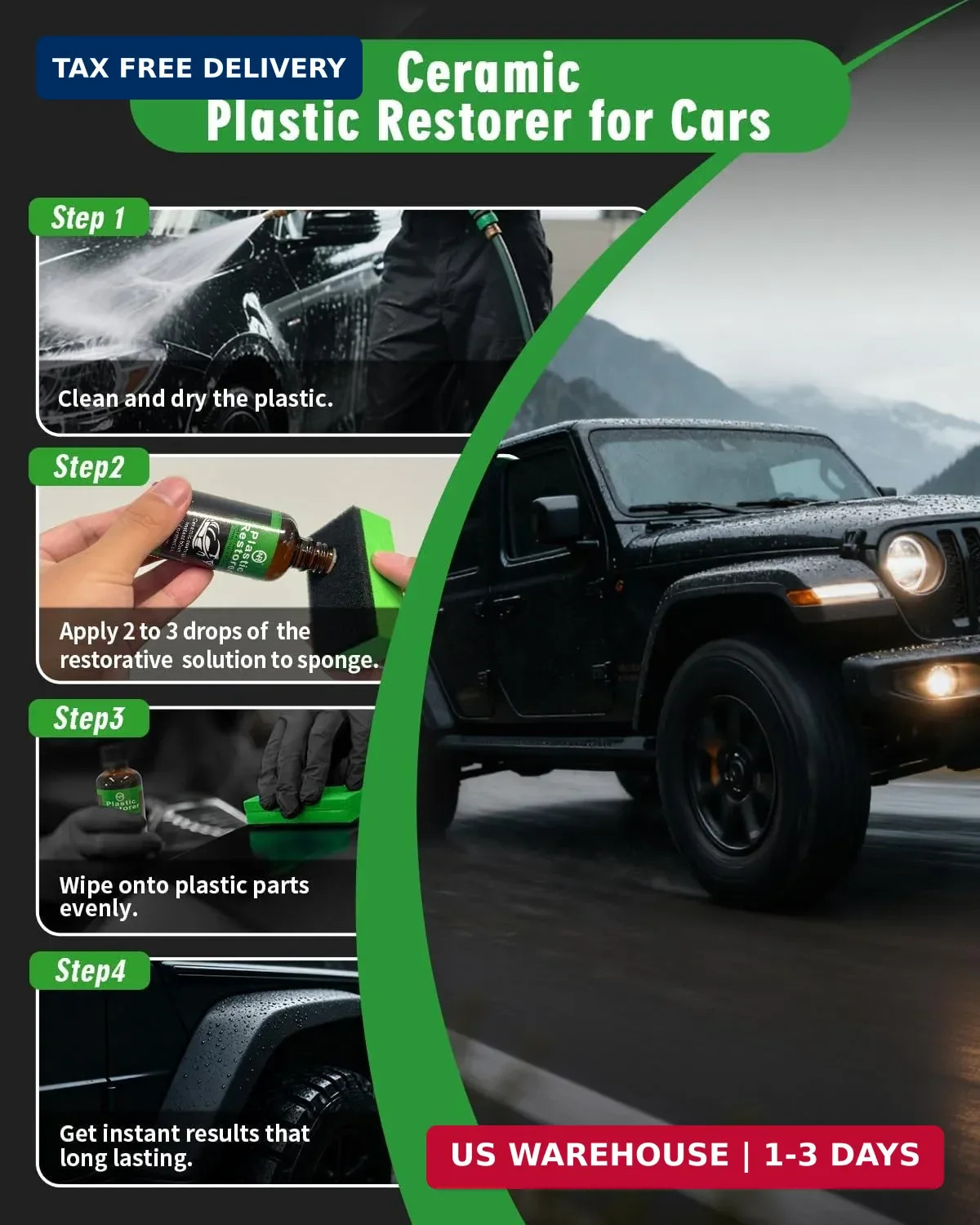 Plastic Restorer for Cars, 60ML Black Trim Restorer, Back to Black Plastic Resto