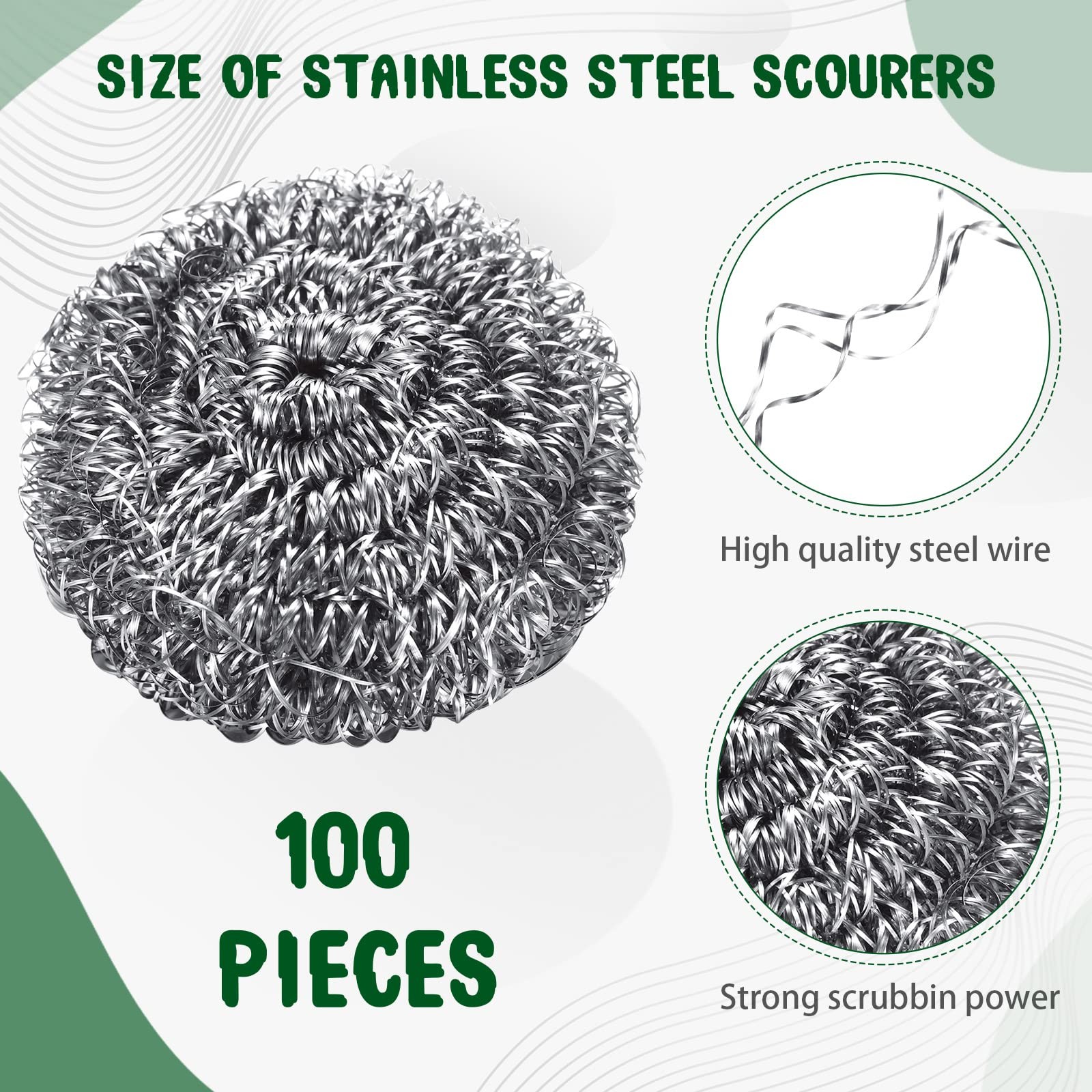 100 Pcs Stainless Steel Sponges Scrubbing Scouring Pad Stainless Steel Scrubber
