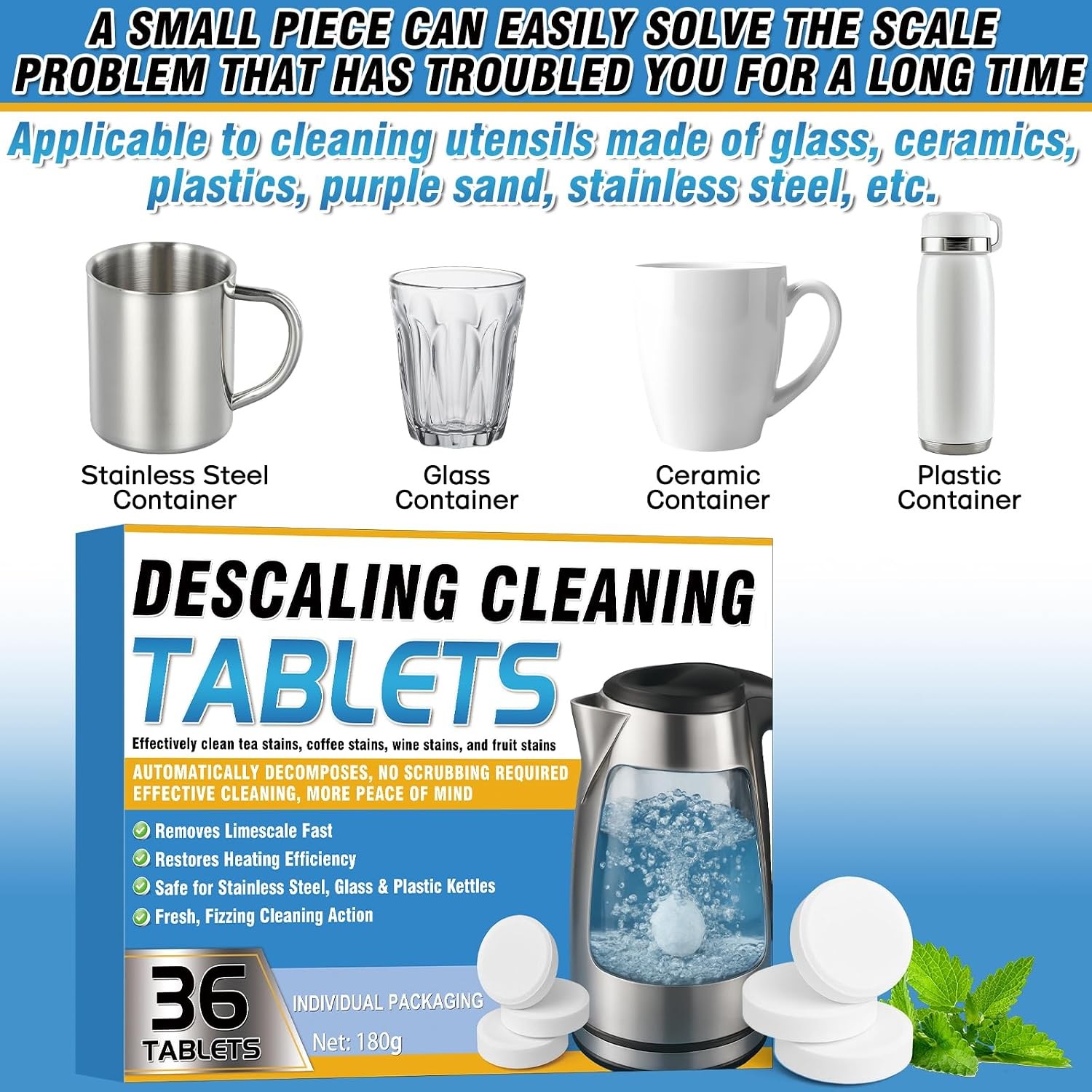 Kettle Descaler Tablets – Powerful Limescale Remover for Coffee Maker, Electric