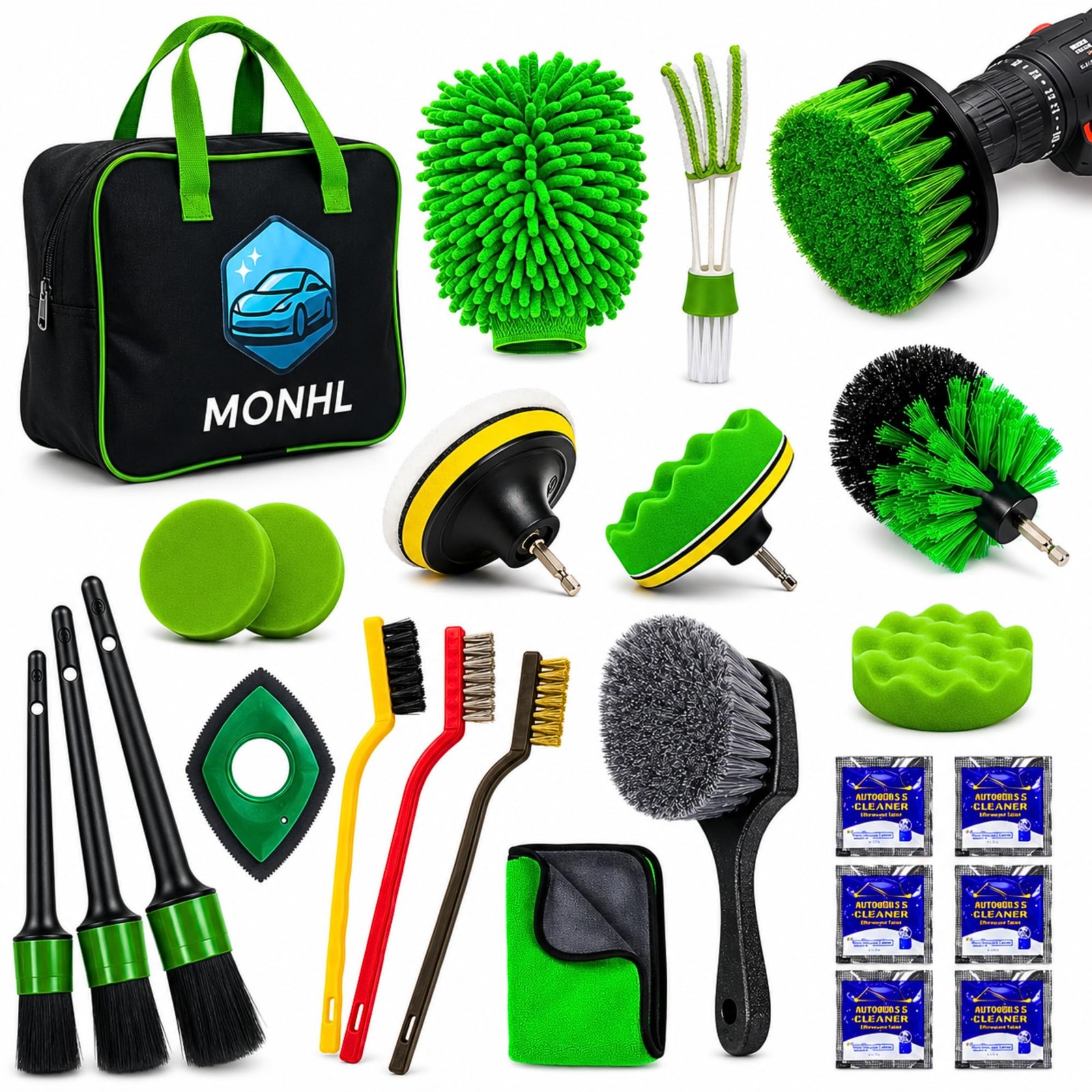 26Pcs Car Detailing Kit – Car Cleaning Kit, Drill Brush for Car Seats Detaili…