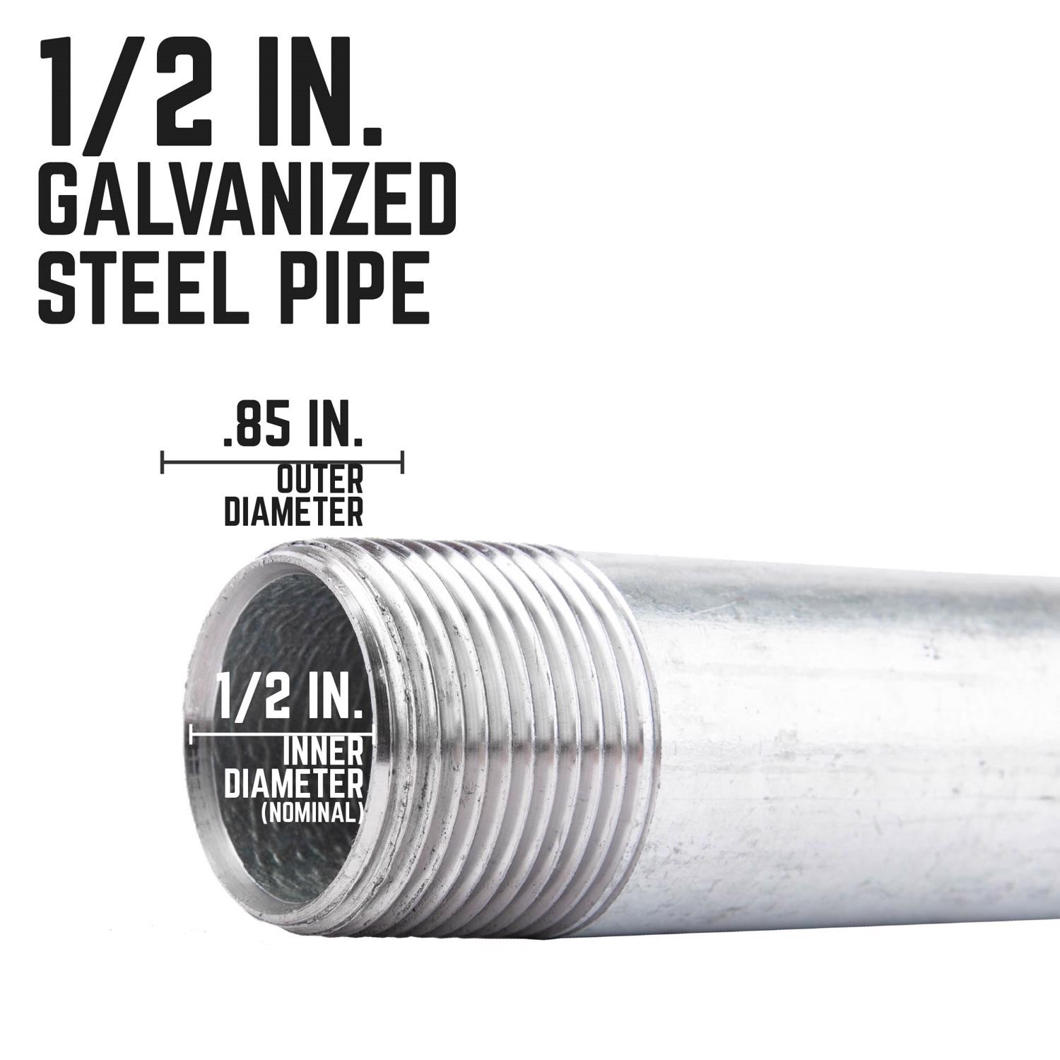 BK Products 1/2 in. MPT x 2-1/2 in. L Galvanized Steel Nipple (Pack of 5)