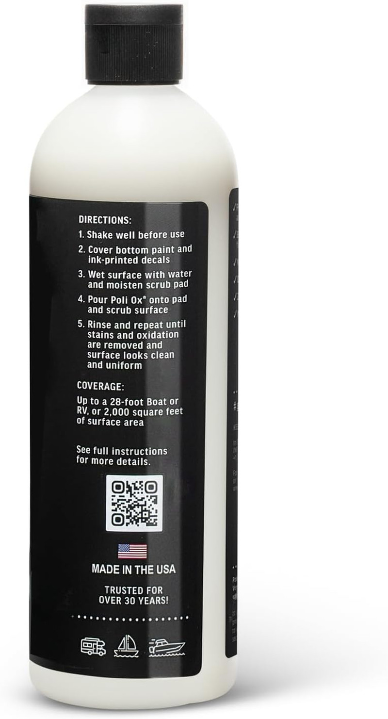 Poli Ox Oxidation Removal Kit for Boats, Rvs, or Fiberglass Surfaces–Removes