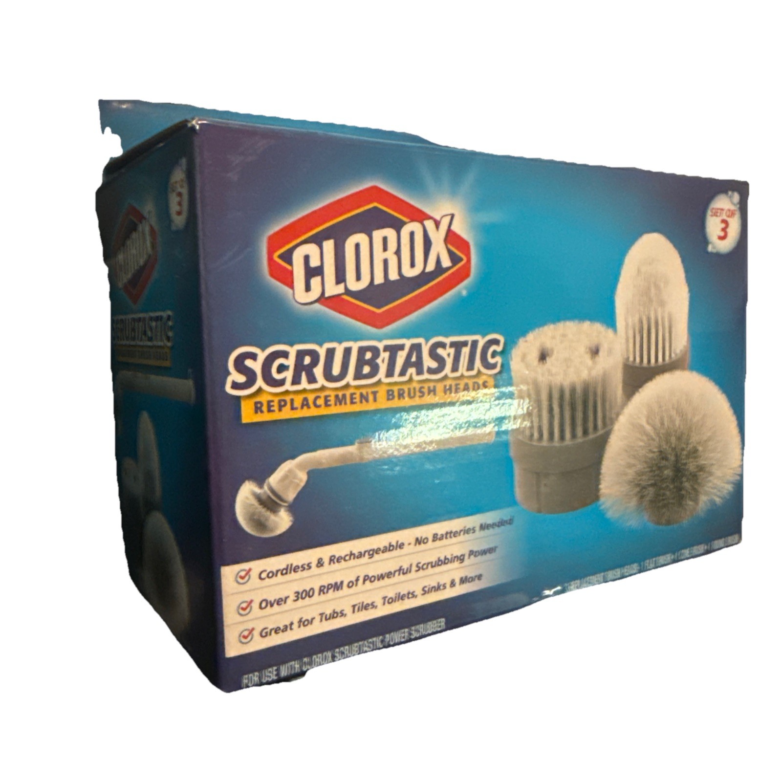 CLOROX Scrubtastic Replacement Brush Heads Set of 3 New