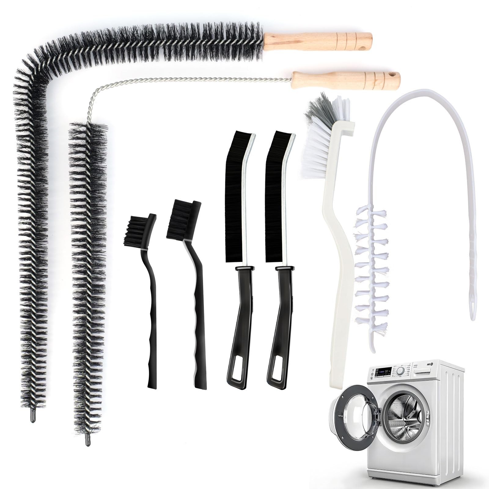 Washing Machine Cleaning Brush,Dryer Vent Cleaner Kit,Crevice Brush for Bathr…