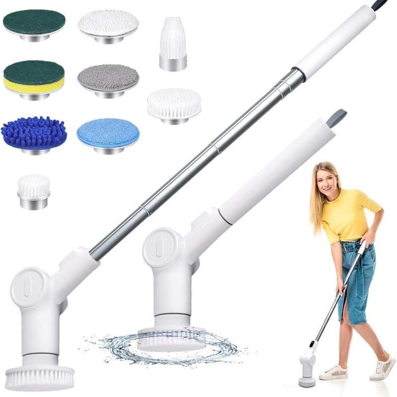 Electric Spin Scrubber, Cordless Cleaning Brush Scrubber for Home&Car White
