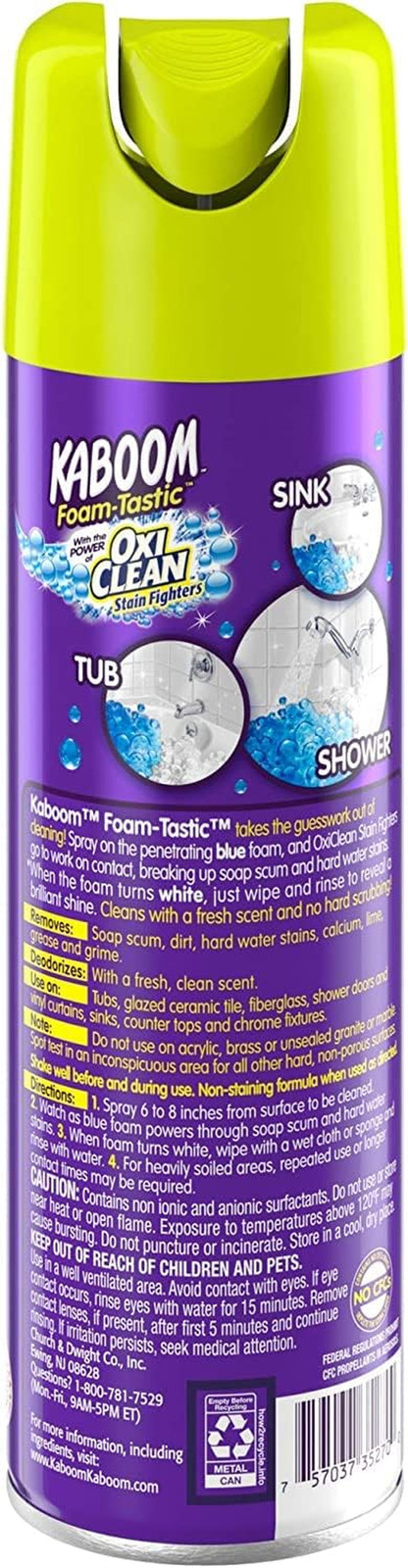 OxiClean Foam-Tastic Foaming Bathroom Cleaner, Fresh Scent, 19 oz Spray Can (…