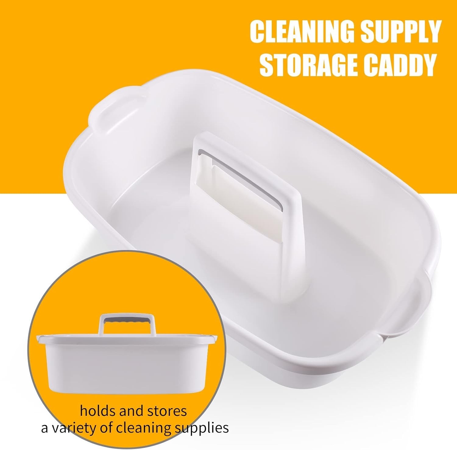 Spacious 2-Pack White Cleaning Supply Caddy with Handle for Home Organization