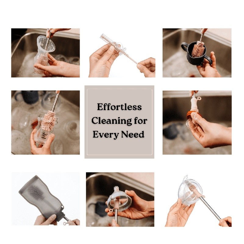 Versatile Silicone Cleaning Brush Set Baby Bottles Straws & Kitchen Use