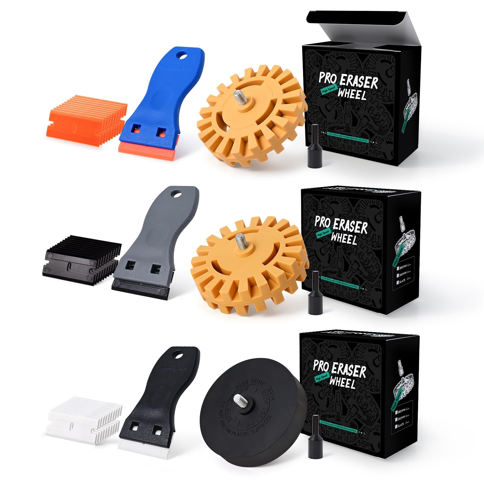 3 Pack Decal Eraser Wheel Tool Kit, 20mm & 25mm Decal Wheel with Adapter, Scr…