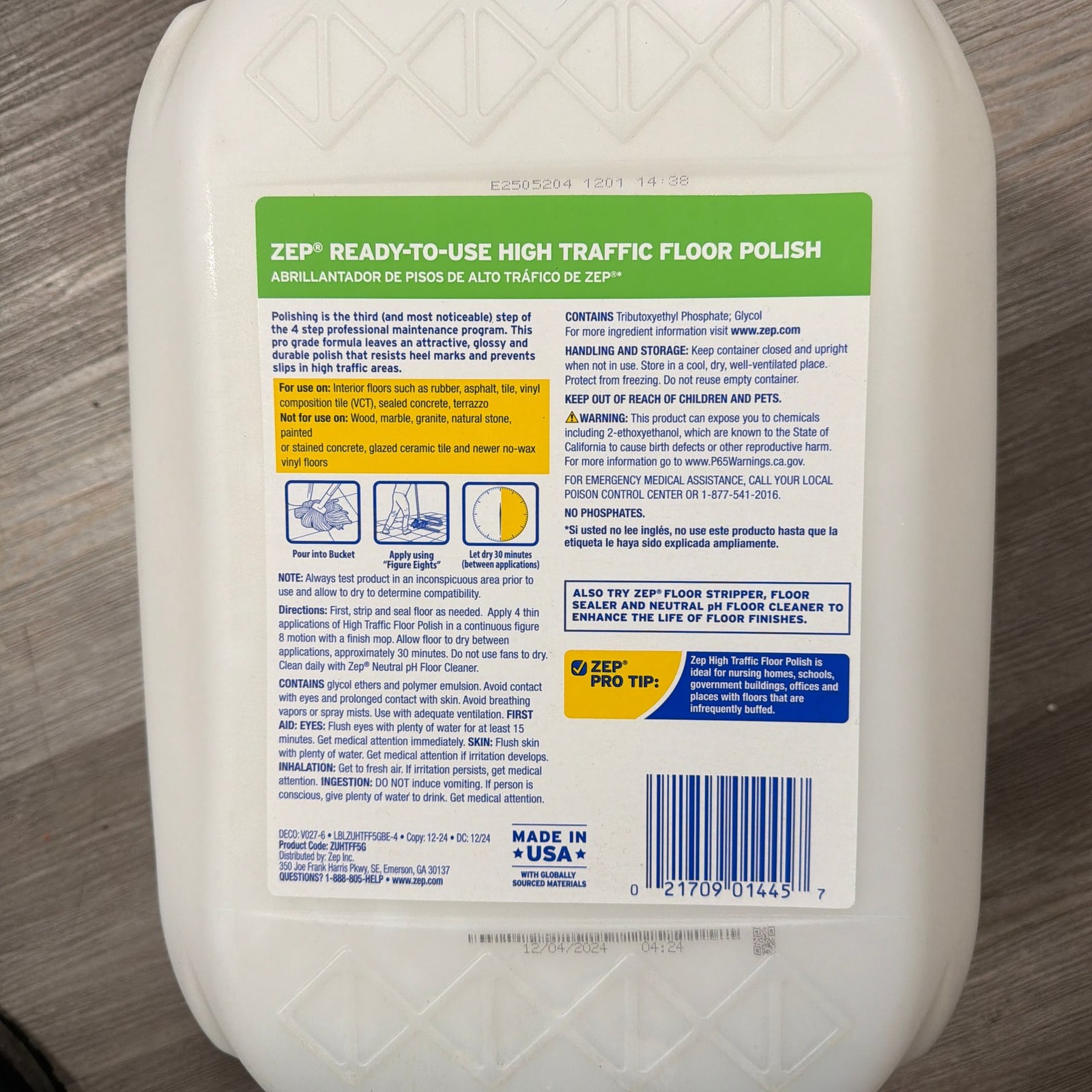 Zep 5 Gallon High-Traffic Floor Polish ZUHTFF5G