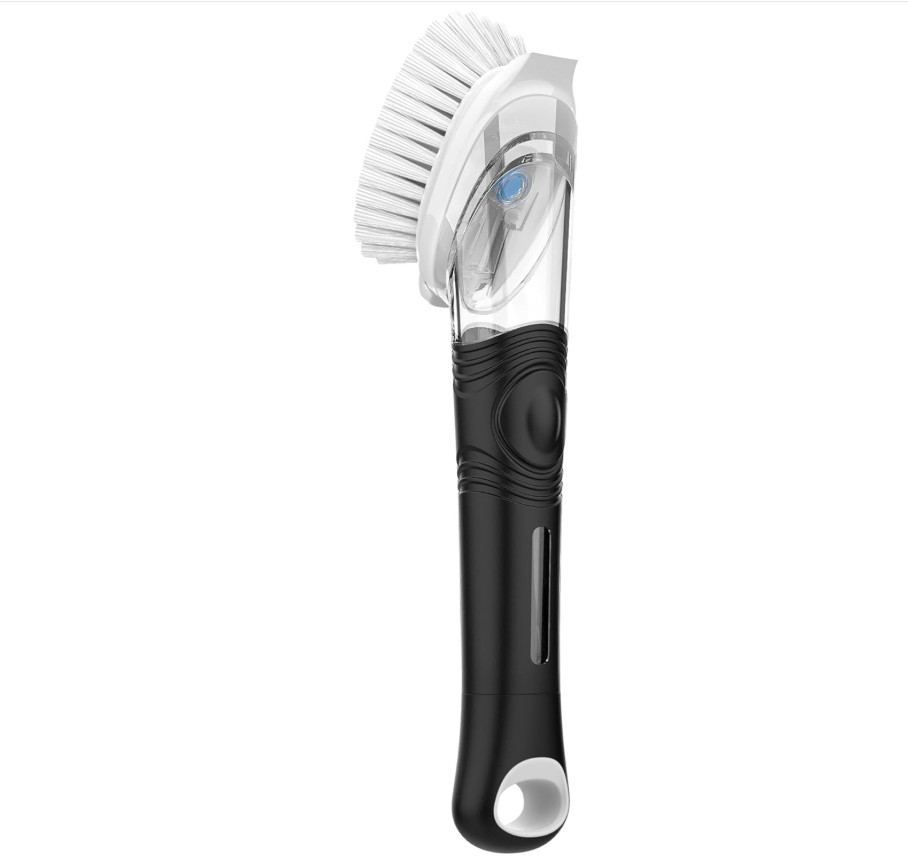 Soap Dispensing Dish Brush Kitchen Brush for Pot Pan Sink Cleaning, Black
