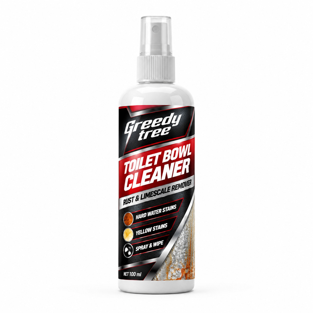 Yellow Toilet Stain Remover Spray with Towel for Easy Wipe Cleaning