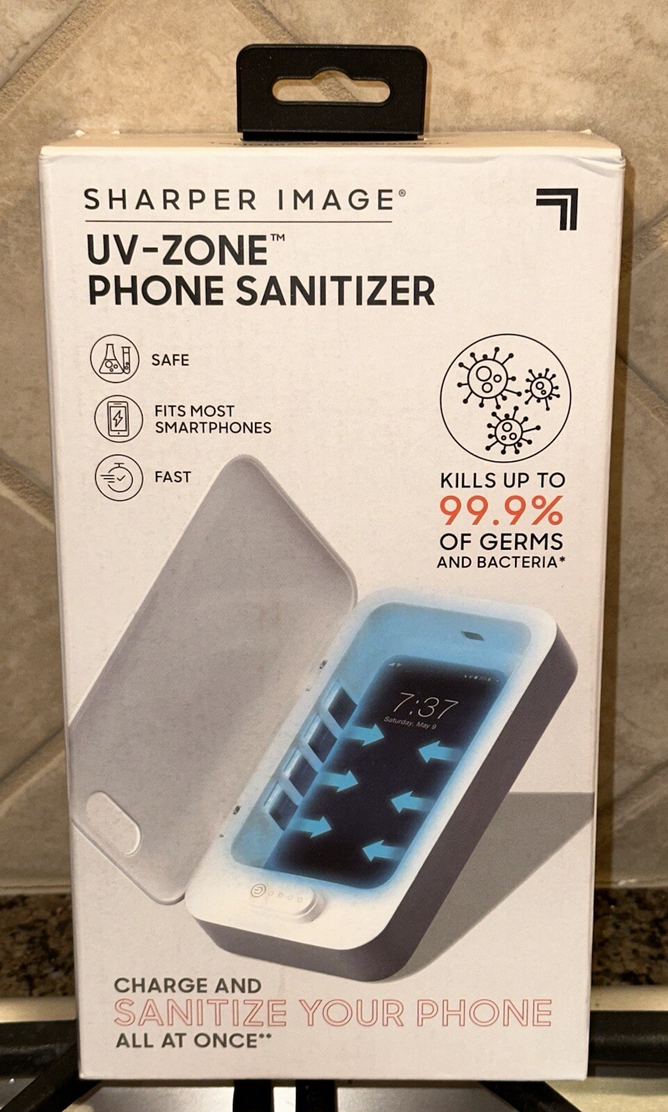 New Sharper Image UV-Zone Phone Sanitizer in Box (Charge & Sanitize Your Phone)