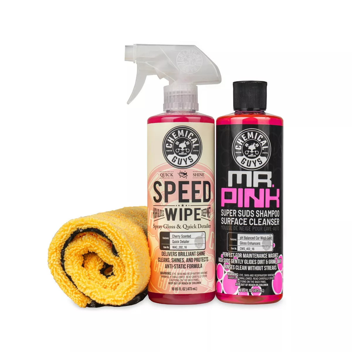 Chemical Guys 3Pc Wash and Shine Cleaners: Liquid Automotive Cleaning Kit, 2.75
