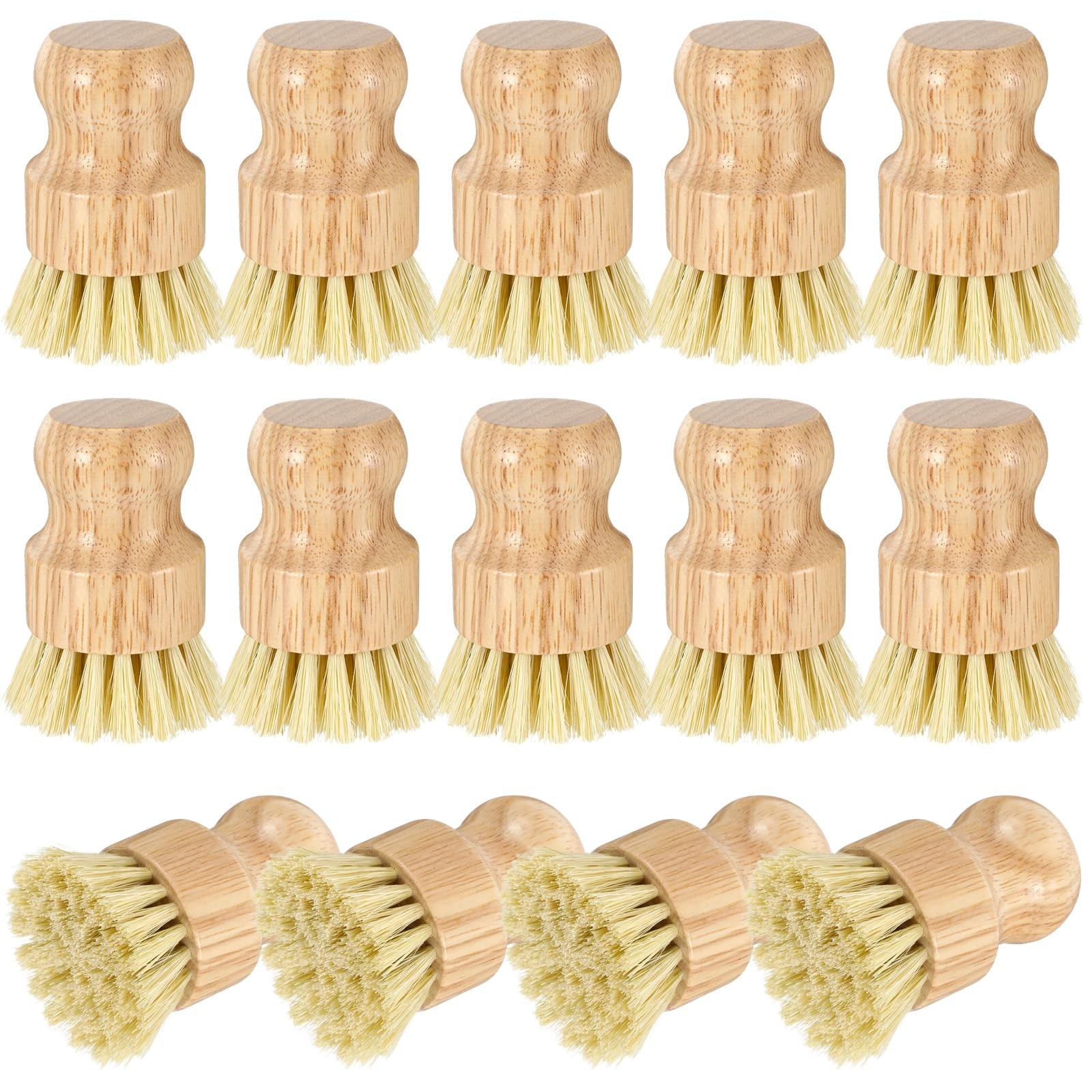 14 Pack Bamboo Dish Brush Set Natural Sisal Scrub Brushes for Pots Pans Sinks…
