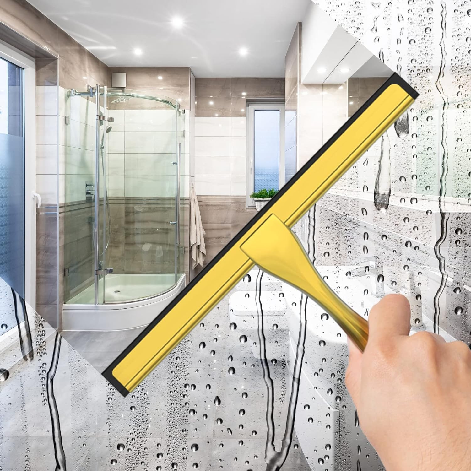 All-Purpose Stainless Steel Shower Squeegee for Shower Doors – Gold