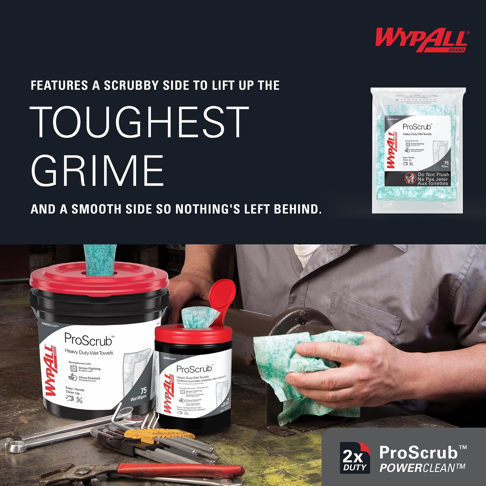 Wypall Power Clean Proscrub Citrus Cleaning Wipes 75 Sheets Alcohol Free