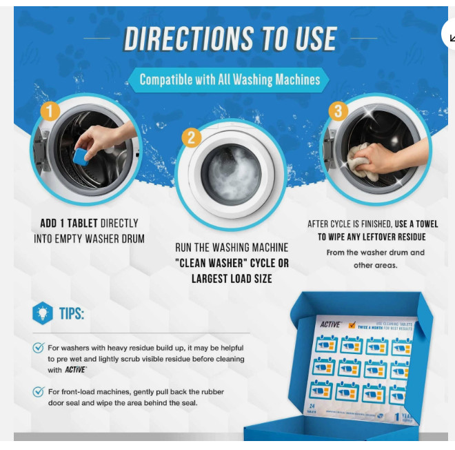 Active Enzymatic Washing Machine Cleaner for Pet Owners Deep Clean & Descale