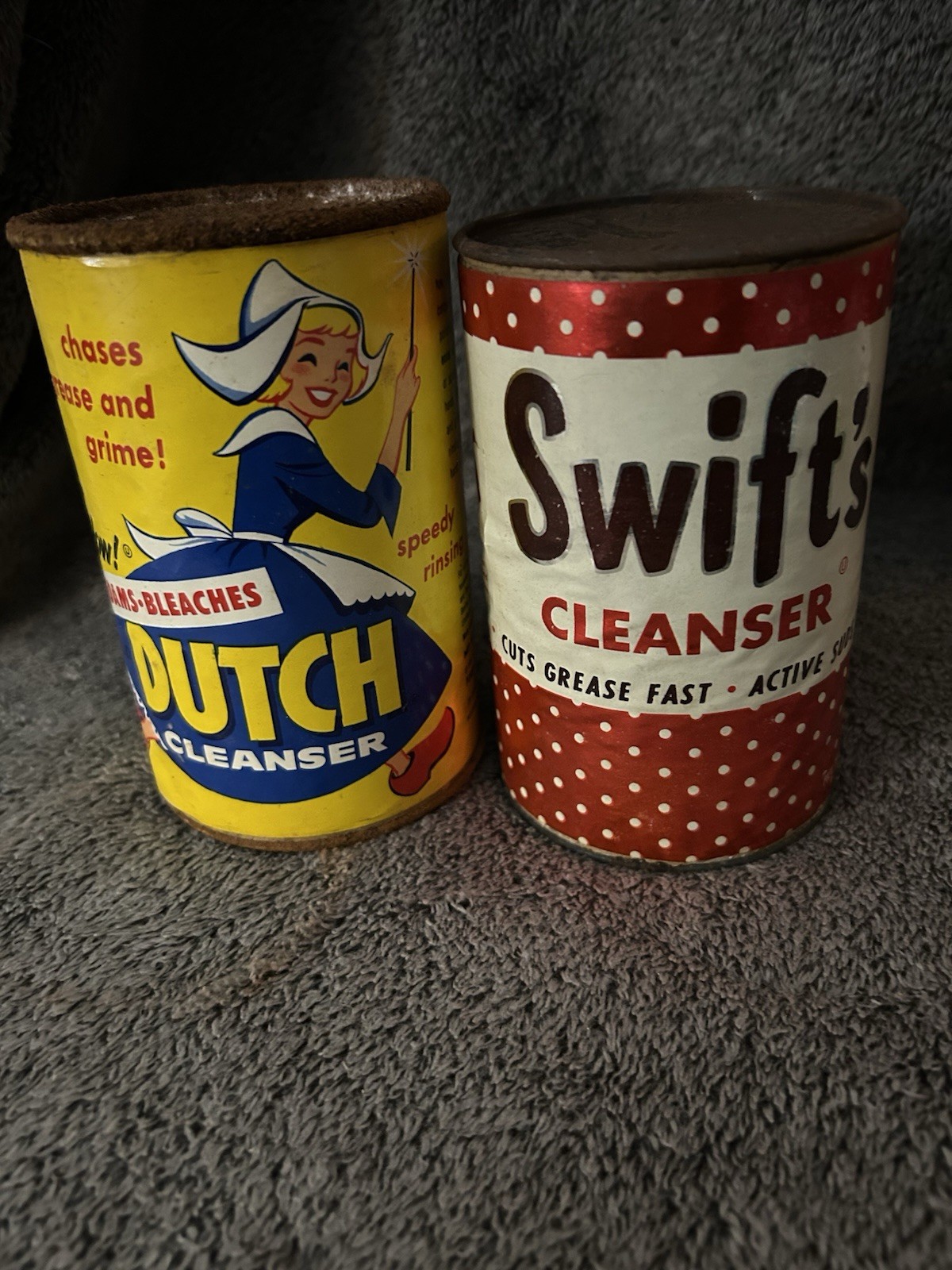 1950-60s Swift’s Cleanser 14 oz Red Polka Dot Label NOS & Empty Dutch Can