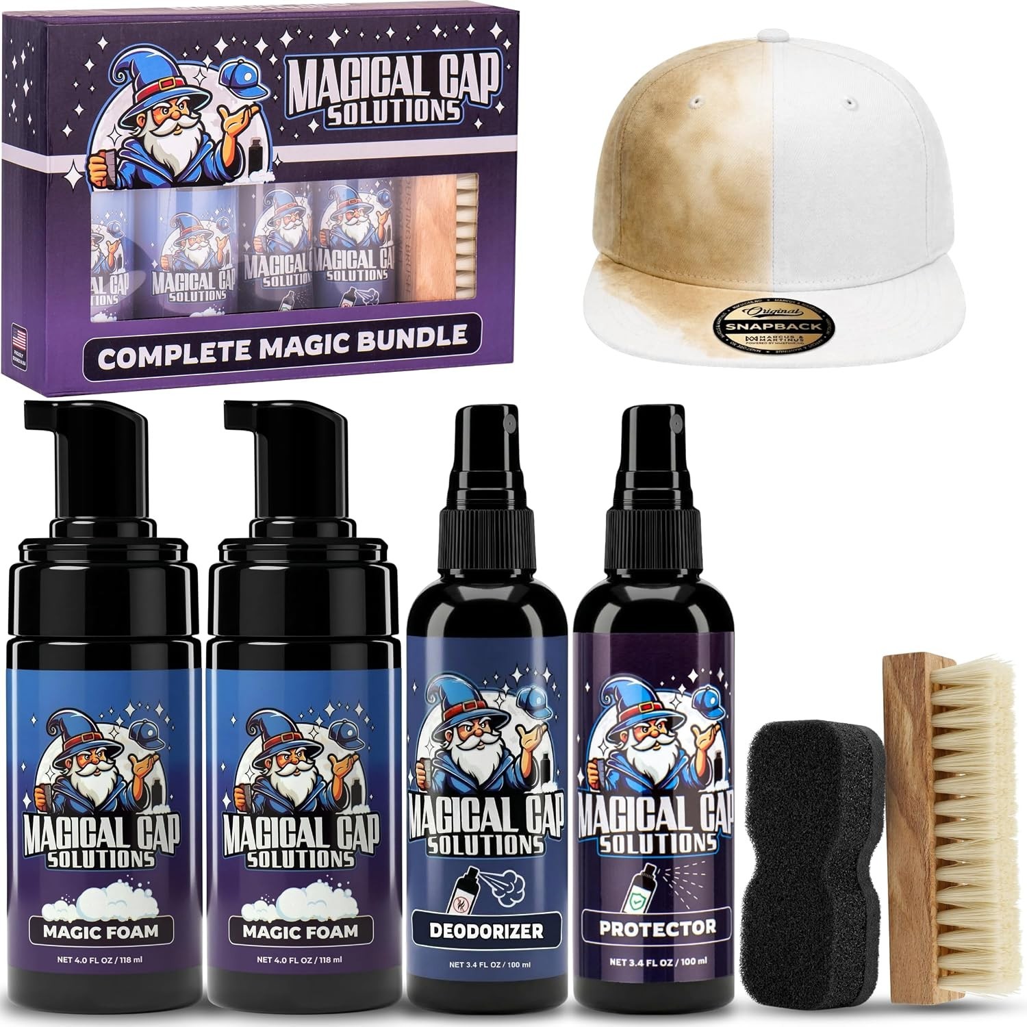 Complete Hat Cleaning Kit with Foam Cleaner Brush & Protector for Baseball Caps