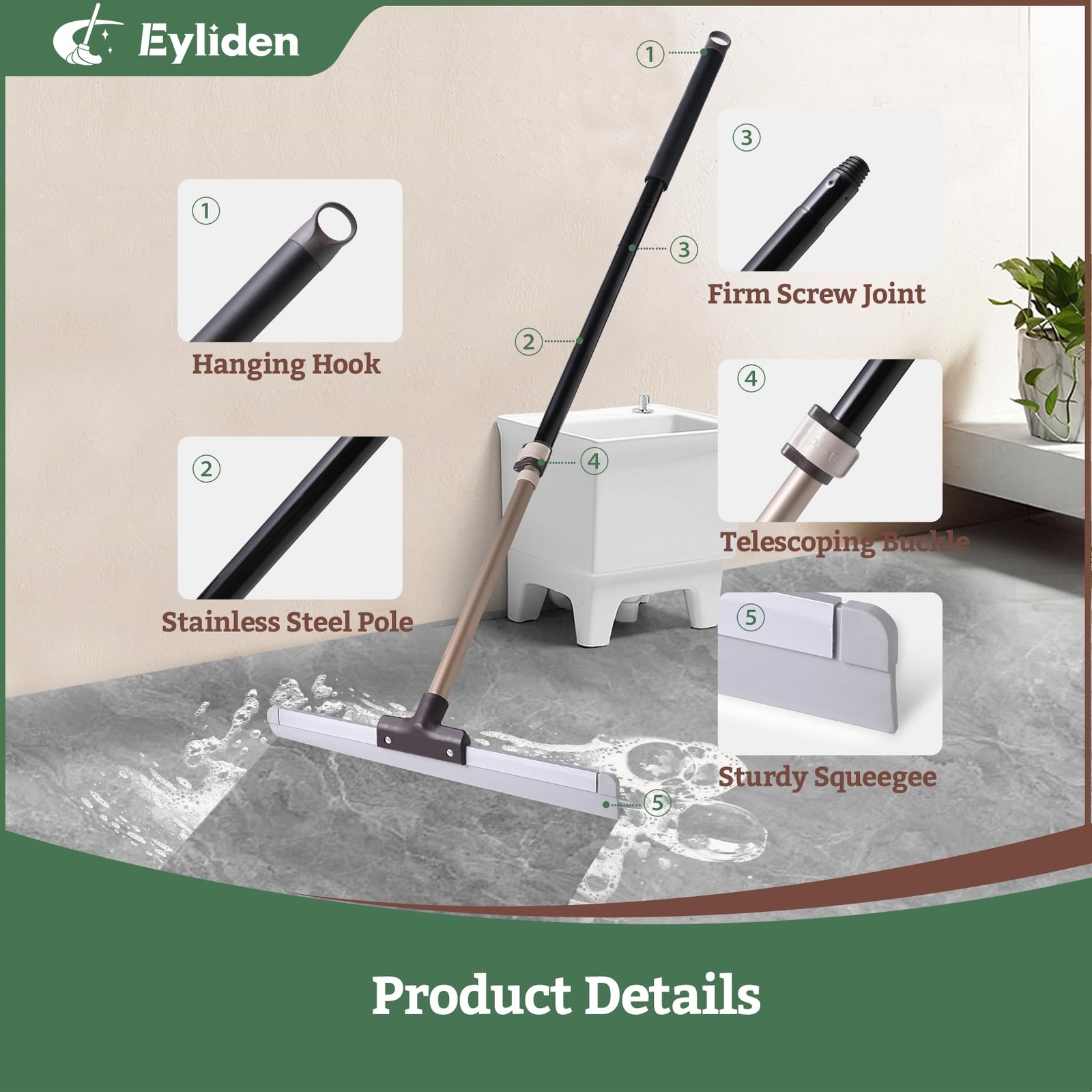 Heavy-Duty Rubber Floor Squeegee for Quick Water Removal on All Surfaces