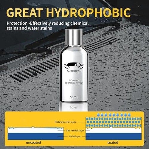Nano Ceramic Coating for Cars, 10H High Gloss 50ML Anti-Scratch SiO2 Ceramic Coa