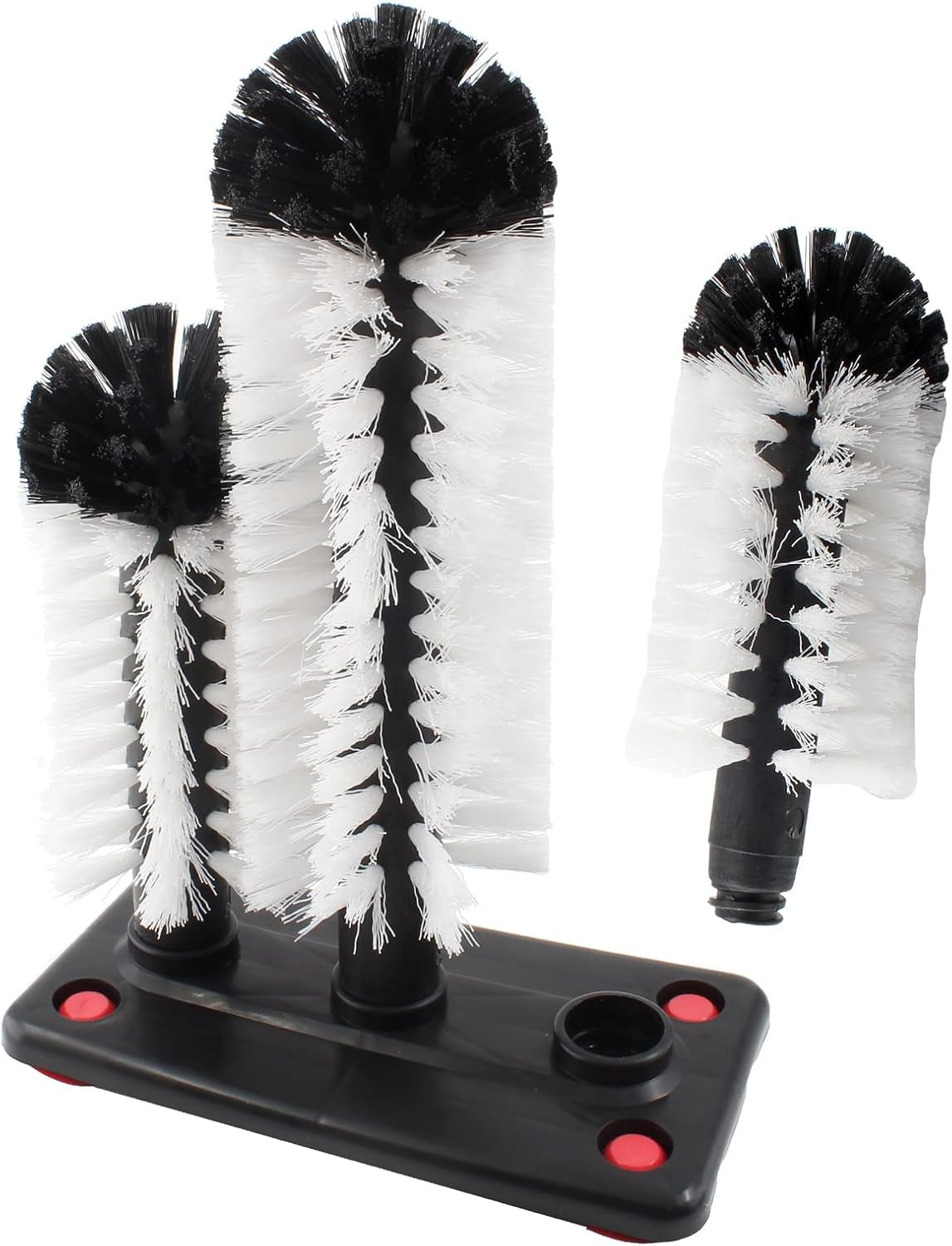 3 Brush Bar Glass Washer with Suction Base, Commercial Brush Cleaner Bristle Bru