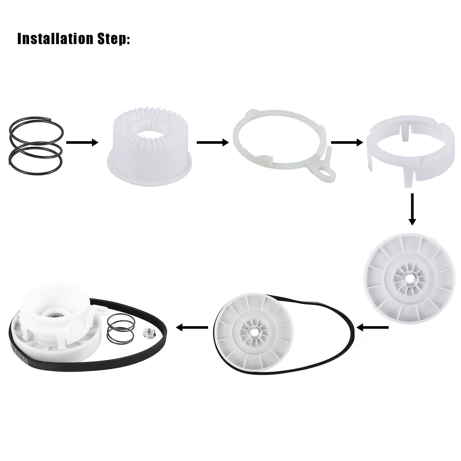 W10721967 Washer Pulley Clutch Kit & W10006384 Washer Drive Belt, for Whirlpool