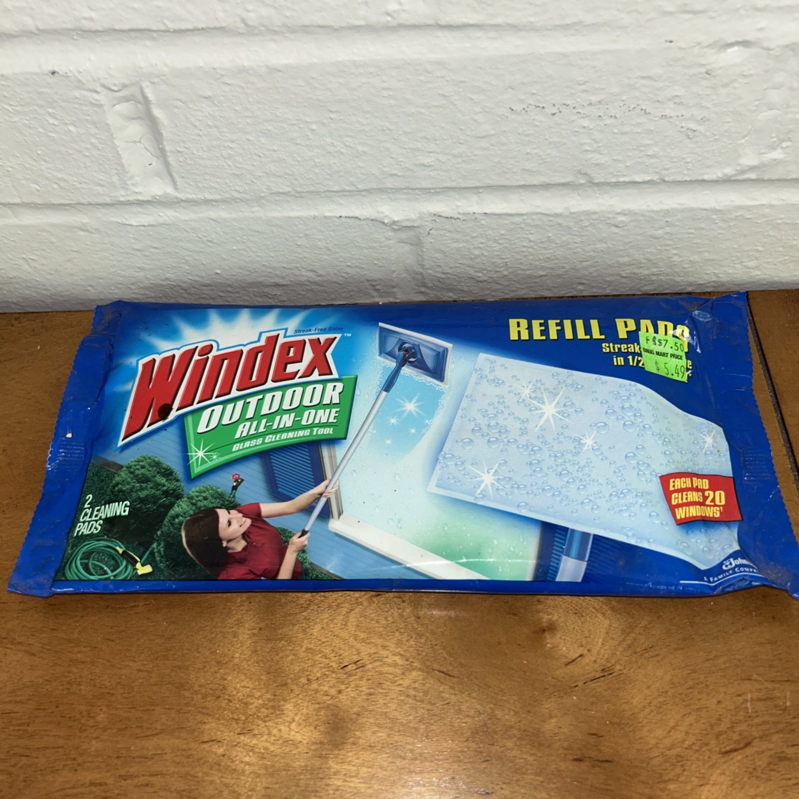 Windex Outdoor All-in-One Glass Cleaning Tool Refill Pads 1 Pack 2 Pads NEW