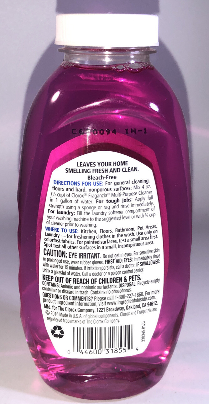 Clorox Fraganzia Spring Multi-Purpose Liquid Cleaner 10.75oz Blt Concentrated