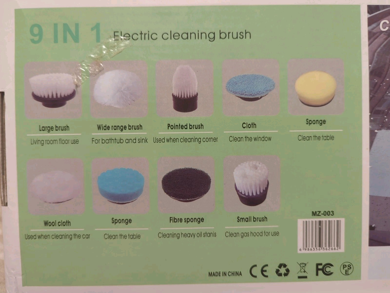 9 In 1 Electric Cleaning Brush 25 Watt High Power Many Attachments And Brushes