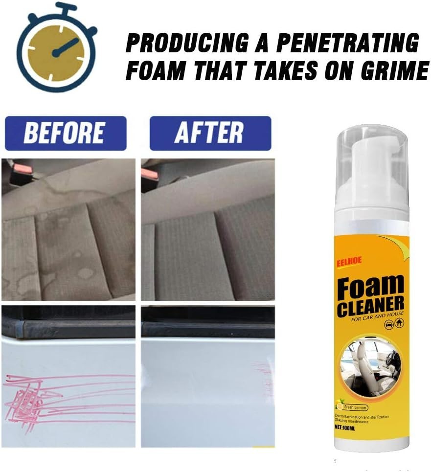 All-Purpose 100ml Foam Cleaner Spray Duo – Fresh Lemon Scent for Home & Car