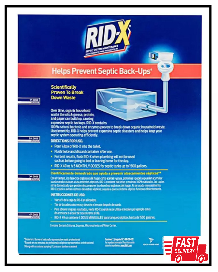 2 PACK – RID-X Septic Treatment, 5 Month Supply of Powder 49 oz (Total 98 oz)