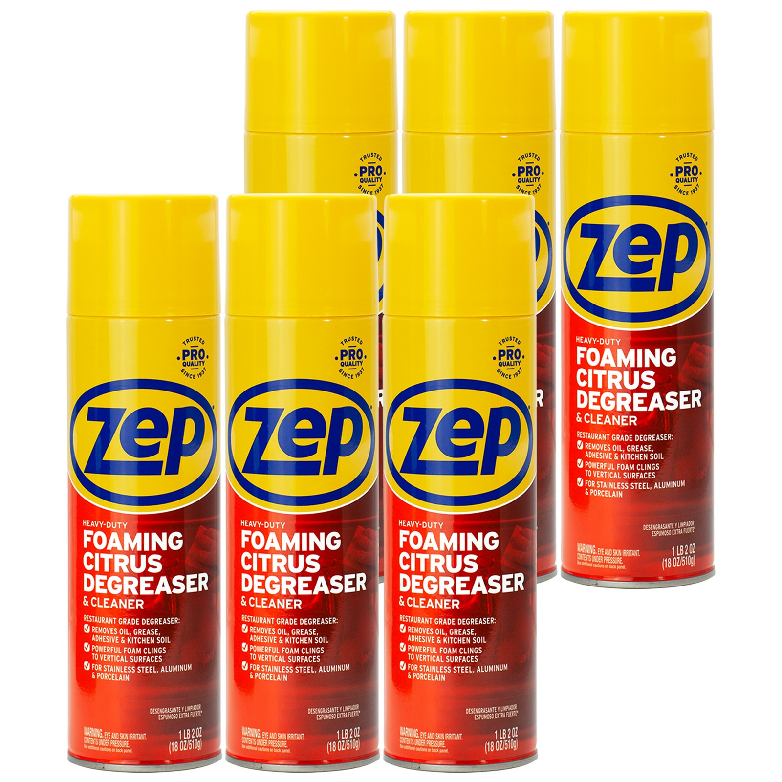 Zep Heavy-Duty Citrus Foaming Degreaser and Cleaner – 18 Ounce (Case of 6)