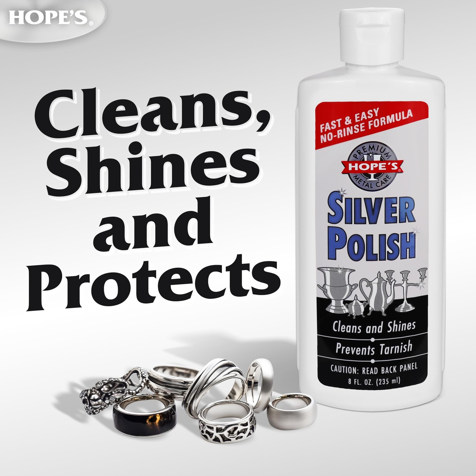 Silver Polish & Cleaner-Tarnish Remover, Odorless, Safe&Gentle, No-Rinse-8 Fl Oz