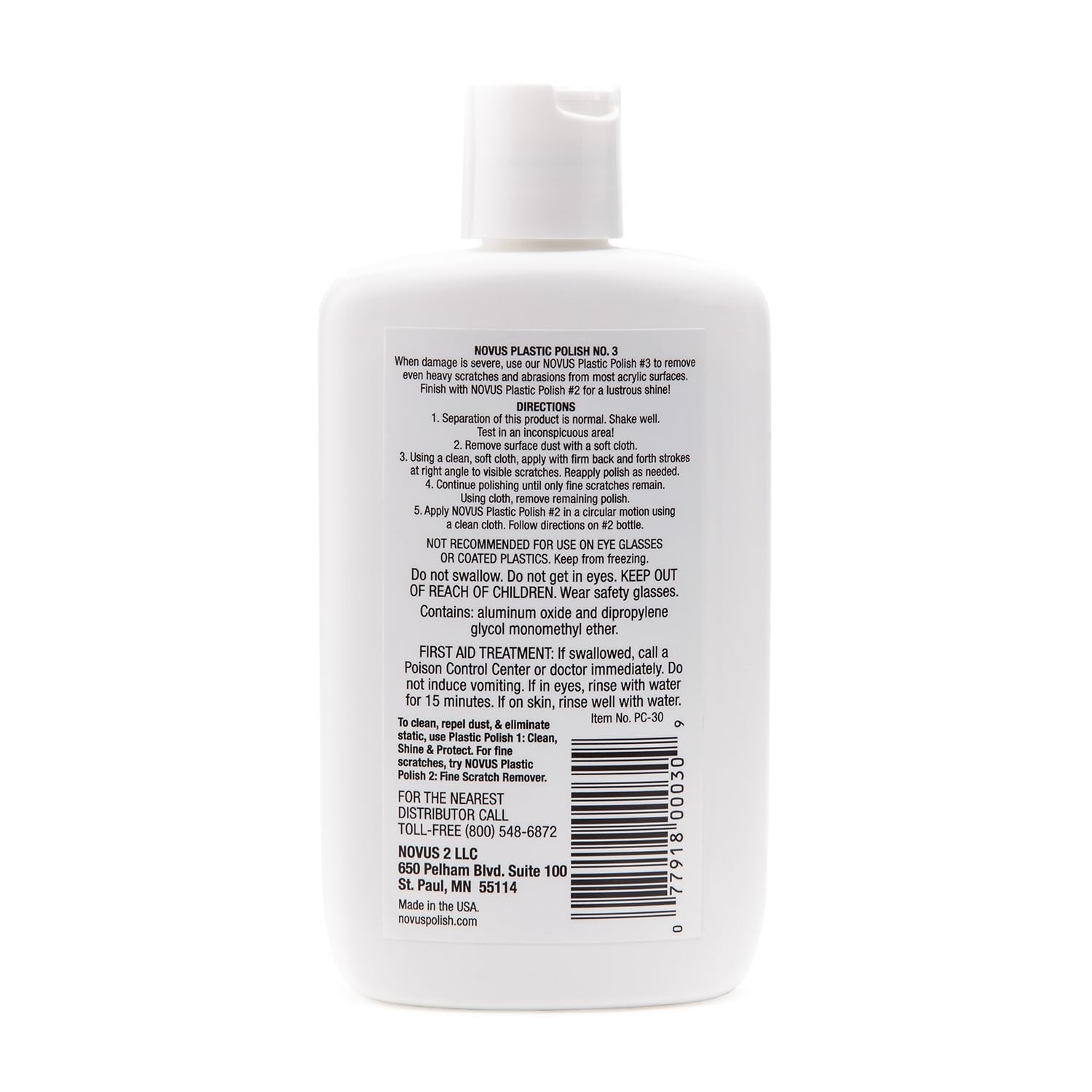 NOVUS 3 Heavy Scratch Remover 8 Ounce Bottle for Acrylic and Plastic Surfaces