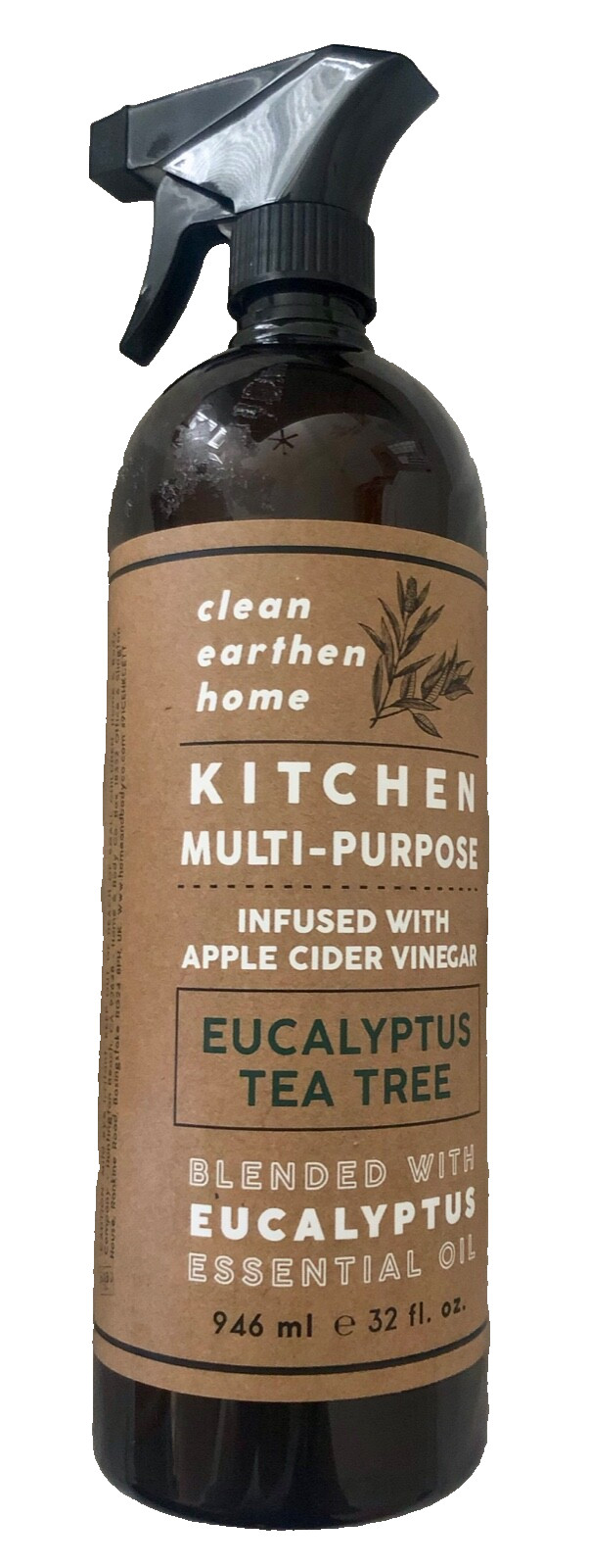 NEW Clean Earthen Home & Body Company Eucalyptus Tea Tree Kitchen Spray 32 oz